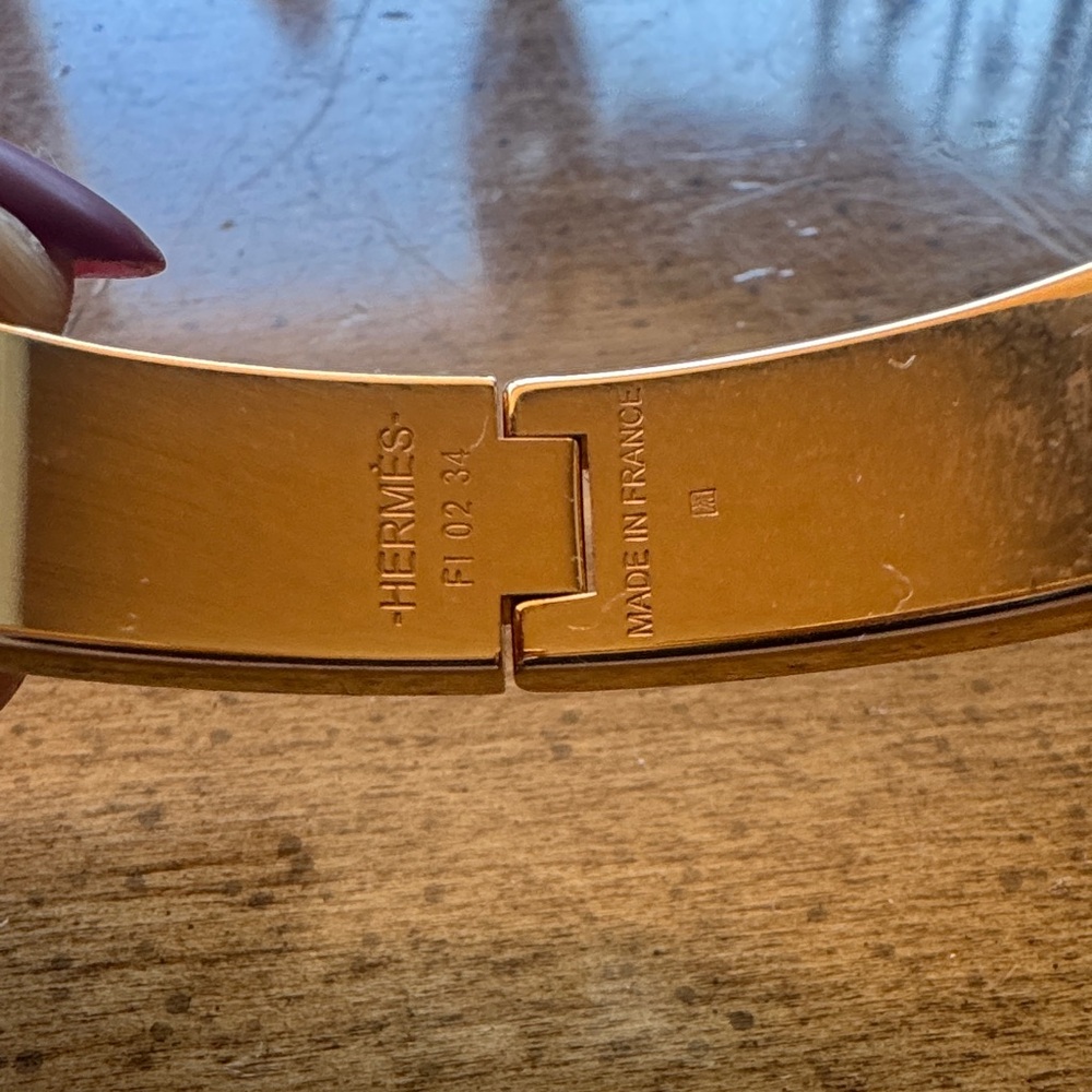 Hermes enamel PM H-clic bracelet in pastel pink, yellow and blue, rose gold - Picture 5 of 15